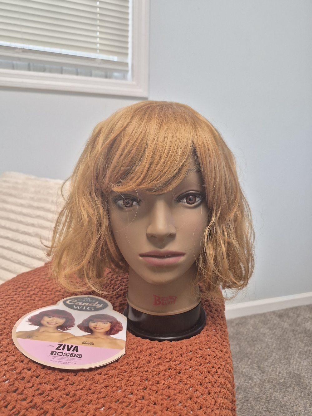 Mayde Beauty Candy Wig Style Ziva Color 27 Honey Blonde Short Wavy Bob with Bang